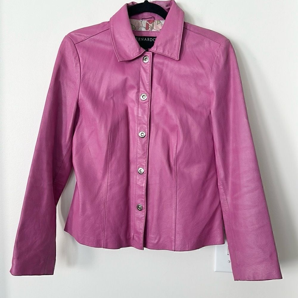 Bernardo Pink Leather Jacket M